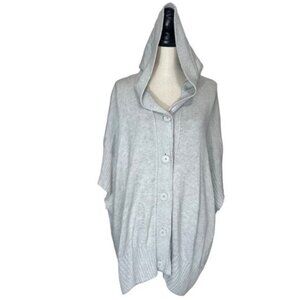 Caslon Gray Hooded Knit Poncho With Button Front Closure Womens Size M/L